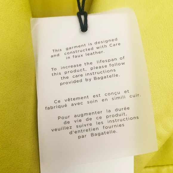 7 For All Mankind Jacket - Faux leather Cropped Biker Coat in Yellow - Size S - Picture 9 of 12